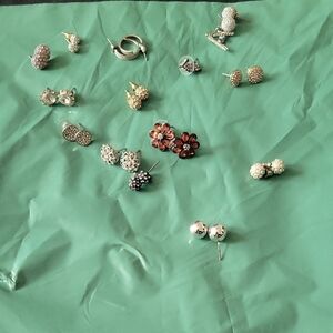 Elegant Silver and Gold Stud Earrings Set (15 Pairs)